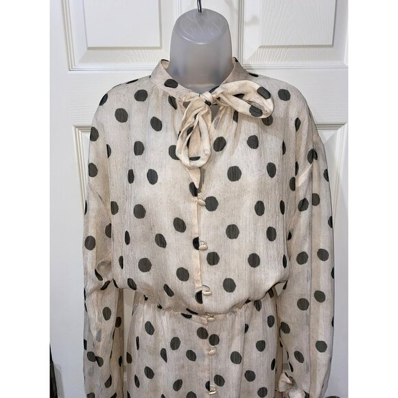 NANUSHKA Zahara Polka Dot Cream Dress Size Medium - Picture 6 of 11
